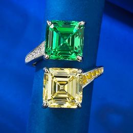 Handmade Emerald Topaz Diamond Ring 100% Real 925 Sterling Silver Party Wedding Band Rings for Women Bridal Engagement Jewellery