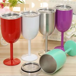 Mugs Wine Glass Stainless Steel Single Layer Goblet Colour Large Capacity Tumbler Resistant Cup Painting Paint Baking Process Lid 231204