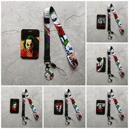 Wholesal 50 set Cartoon The Joker PVC Card Cover Student Campus Hanging Neck Bag Cell Phone Straps & Charms Holder Lanyard ID Card Holders Key Chain Gift 2023