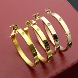 Star with the same paragraph circle cuff earrings fashion woman Hoop earring classic Love stainless steel jewelry264h