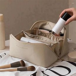 Cosmetic Bags Women's Large-Capacity Luxury Pu Makeup Bag Portable Pouch Retro Rhombus Handbag Multifunction Travel Storage Case