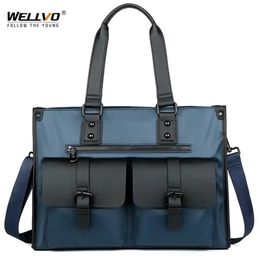 Men Oxford Briefcase Male Business Casual Handbags Laptop Bags Documents Storage Bag Fashion Shoulder Black Blue XA901ZC 2201253248