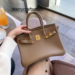 Genuine Leather Bags French Dudk Light Luxury High Order Fashion Genuine Handbag Women's Lychee Pattern Head Layer Cowhide Half Handmade Wax Thread Bag