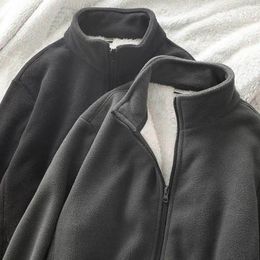Men's Hoodies Fleece Hoodie Jacket Stand Collar Winter Warmth Thcken Cotton Casual Cashmere Zipper Cardigan Sweatshirts