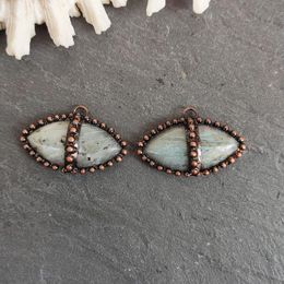 Pendant Necklaces Labradorite Bronze Plated Eye Shape Balance Stone Crystal Charm For Earring Necklace Bohemia Jewellery Making