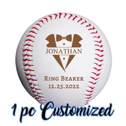 Badminton Sets Personalised Baseball Ring Bearer Gift Custom Bat Groomsmen Baby Engraved Tie Bow 231202