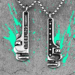 Chains Pipe Wrench Tools Stainless Steel Men Necklaces Pendants Chain Trendy Punk For Boyfriend Male Jewellery Creativity Gift Whole250W