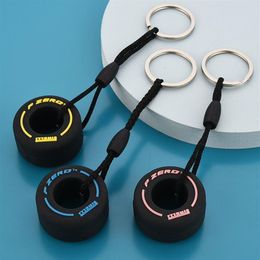 Fashion Simulation Tyre Keychains Creative Unisex Bag Key Rings Pendant Jewellery Charms Gift for Car Lovers Soft PVC Cartoon Mini K266J