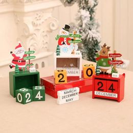 Christmas Decorations Wooden Calendar Ornaments Boxed Gifts Window Display Tabletop 231202