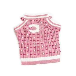 Designer Roupas de cães Marcas de cães Aparelas de cães quentes suéteres com letras clássicas Padrão Stretch Comfort Pet Sweater Sweater Sweater para cão pequeno rosa xl a488