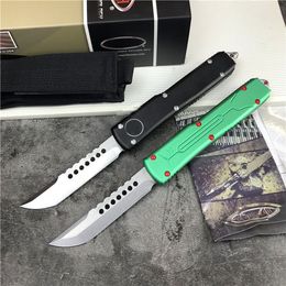 (MICRO TECH) Bounty Hunter AUTO Knife Hellhound Tanto Plain Blade, T6061 aviation Aluminium Handles,Outdoor Tactical Combat elf-defense Knives EDC Pocket Tool