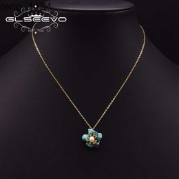 Natural Baroque Freshwater Pearl Necklace For Birthday Gift Turquoise Flower Pendant Luxury Jewellery Necklace For Women