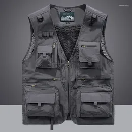 Men's Vests 5xl Men Outdoor Leisure Vest Unloading Tactical Pographer Reporter Waistcoat Mesh Work Sleeveless Jacket Tools Pocket