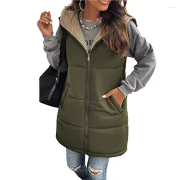 Women's Vests 2023 Autumn/Winter Cotton Dress Loose Comfortable Casual Commuter Mid Length Hooded Coat