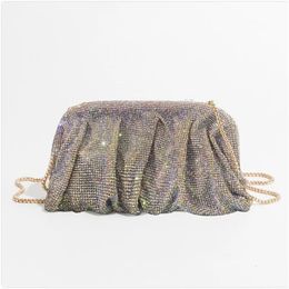 Evening Bags Shiny Rhinestone Evening Clutch Bags Women Folds Crystal Clip Purses And Handbags Luxury Wedding Party Purse Day Clutches 231204