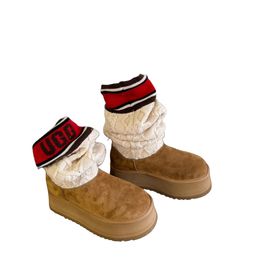 Song yanfei with a fur one-piece snow boots high wool winter womens 2023 new high-soled boots