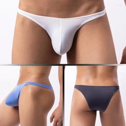 Underpants 3 PCS/LOT Briefs Mens Underwear Bikini Brief Sexy U Convex Penis Pouch Slip Male Panties Low-waist Jockstrap Mesh Man