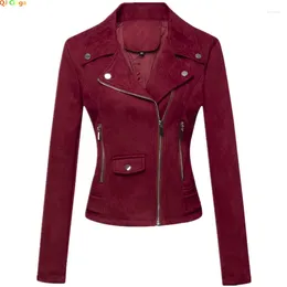 Women's Jackets Autumn Red Short Jacket Fashion Casual Coat Black White Pink Green Brown Female Tops Outerwear XS S M L XL XXL