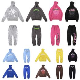 Herren Hoodies 2023 Sky Blue Sp5der 555555 Hoodie Männer Frauen Hohe Qualität Angel Number Blätterteig Druck Grafik Spinnennetz Sweatshirts