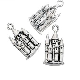 200pcs lot Antique Silver Plated Castle House Charms Pendant for Jewelry Making Bracelet Accessories DIY 22x12mm260k