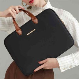 Fashionable Lightweight PU Leather Handle Computer Bag Business 14 Inch Waterproof Laptop Bag For Women 211101309x