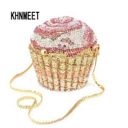 Evening Bag Designer Brand Luxury Crystal Fashion Cupcake Diamond Clutch Soiree Purse Women Wedding Bride Cake Handbags Sc515 1214274u