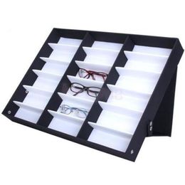 18 Grids Gläser Lagerung Vitrine Box Brillen Sonnenbrillen Optische Display Organizer Rahmen Tray265t