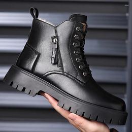 Boots Thick Bottom Men Military Tactical 2023 Luxury Leather Outdoor High Top Walking Shoes All-match For Motorcycle