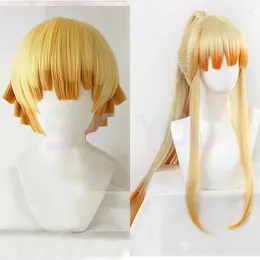 Party Supplies Agatsuma Zenitsu Short Blonde Ombre And Long Ponytail Heat Resistant Cosplay Wig Cap