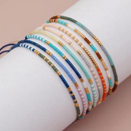 Charm Bracelets Tiny Seed Beads Bracelet For Women Handmade Braided String Adjustable Colourful Friendship Trend Jewellery Gifts