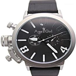 Men's Classic Automatic Self Wind Mechanical U Silver Stainless Steel Black Rubber Strap Left Hook Big 50mm Boat Watch Wristw240e