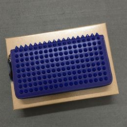 Long Style Panelled Spiked Clutch bags For men Women's Patent Leather Mixed Colour Rivets Party Clutches Lady Long Purses with3494