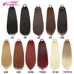 Synthetic Wigs Straight Ponytail With Elastic Band Synthetic Hair Ponytail s 24 Inch 12Strands Women's Hairpieces False Tail For Women 231204