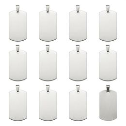 50pcs 201 Stainless Steel Rectangle Blank Stamping Tag Pendants with Snap on Bail F80 Supplies for DIY Jewelry Necklace Making 211303o