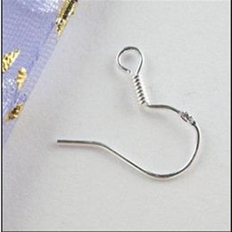 200pcs lot Sterling 925 Silver Clasps & Hooks Earring Findings Fishwire Hooks Jewellery DIY 15mm fish Hook Fit Earrings2858