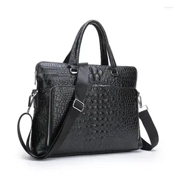 Briefcases Luxury Alligator Cow Genuine Leather Business Men's Briefcase Male Shoulder Bag Men Messenger Laptop Computer