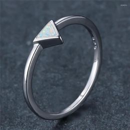 Cluster Rings Trendy Gold Silver Color Wedding Ring White Blue Opal Engagement Thin Minimalist Triangle Small Stone For Women Part311l