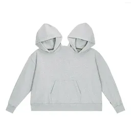 Men's Hoodies Creative Funny Couple Double One-piece Intimate Hoodie Loose Casual Solid Color Pullover One Sweatshirt Party Po