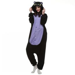 Japan Anime Cosplay Pajamas Animal Midnight Cat Kitty Night Black Cat Kitten Kigu Cosplay Costume Unisex Adult Onesie Sleepwear Ca213L