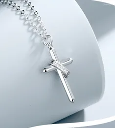 Chains Men's Necklace White Gold Color The Light Of Faith Cross Pendant Charm 45cm Length Chain Jewelry For Male Hip-hop Style