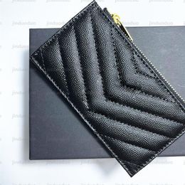5A quality Genuine leather purses Luxury designer card holders Wallets men Original single Coin holder zipper Women Key Wallet han273W