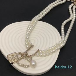 High-Quality Plated Brass Copper Star Pendant Necklace Women Letter Necklaces Choker Chain Crystal Imitation Pearl Wedding Jewelry Gifts