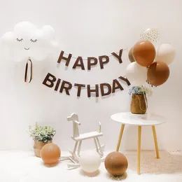 Party Decoration Creative Forest Series Banner Happy Birthday Decorations Girl Boy Background Coffee Colour