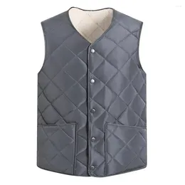 Men's Vests Men Vest V-neck Down Padding With Button Closure Pocket Autumn Winter Cold-proof Sleeveless Jacket In Solid Colour