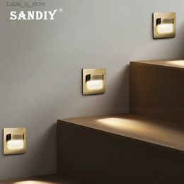 Night Lights SANDIY Wall Lamp Recessed Night Lights Motion Sensor Stair Light for Step Ladder Bedroom Europe 60mm Round Junction Box 110V/220 YQ231204