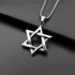 Pendant Necklaces Star Of David Israel Chain Necklace Women Stainless Steel Judaica Silver Color Jewish Men JewelryPendant208S