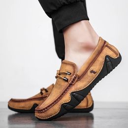 Dress Shoes Leather Casual Sneakers for Men Summer Loafers Driving Comfort Slip on Moccasins Brand Luxury 231204