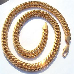 Heavy MENS 24K REAL SOLID GOLD FINISH THICK MIAMI CUBAN LINK NECKLACE CHAIN JEWELRY 3 CONSECUTIVE YEARS S DHAMPI294T