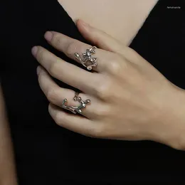 Cluster Rings 925 Sterling Silver Liquid Lava Irregular Korean Ring For Women Men Couple Simple Vintage Design Fine Jewelry Drop