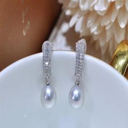 22091701 Diamondbox -Jewelry earrings ear studs GREY PEARL sterling 925 silver rhinestone Zirconia 9 mm AKOYA round pendant charm 261M